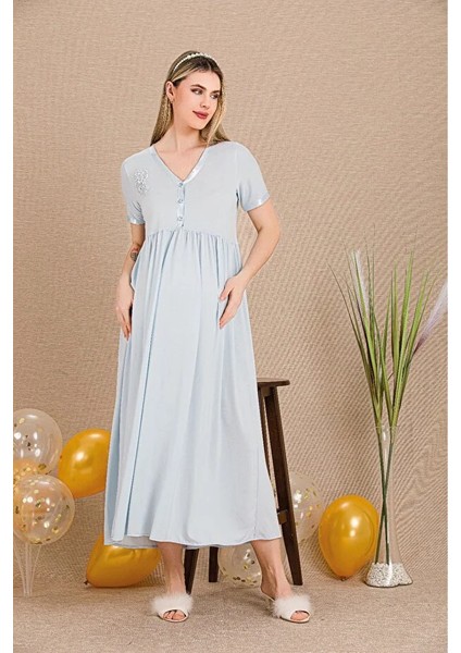 Lady Lingerie Kısa Kollu Gecelikli,sabahlıklı Lohusa-Hamile 2'li Takım fiyatları