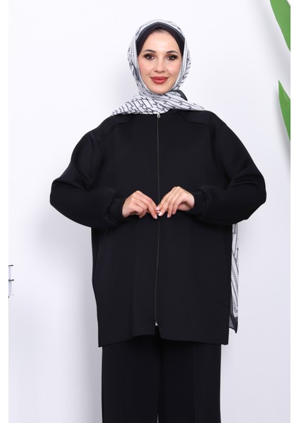 Siyah Fermuarlı Tunik Pantolonlu Takım modelleri