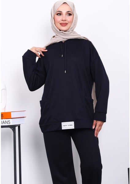 Koyu Lacivert Önü Etiketli Iki Iplik Tesettür Takım modelleri