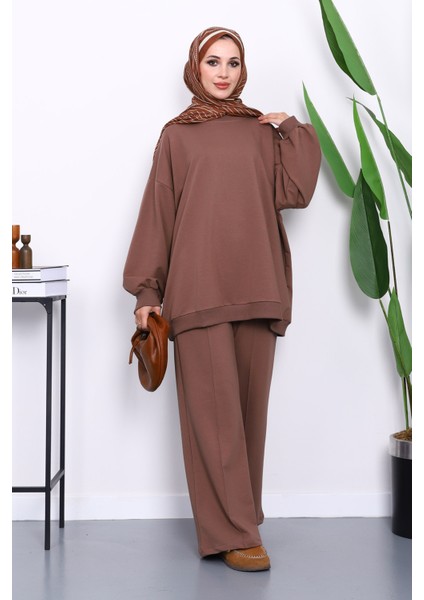 Kahverengi İki İplik Oversize Pantolonlu Takım fiyatları