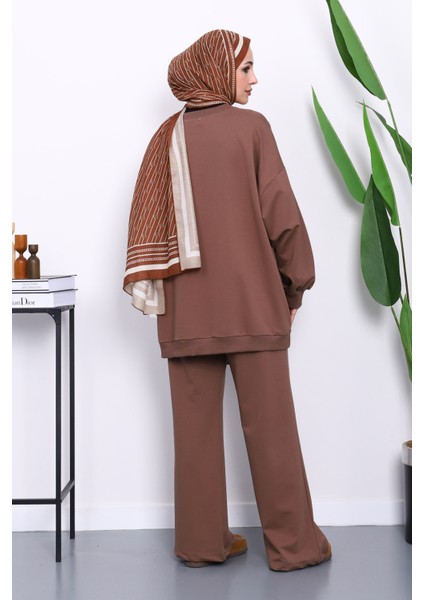 Kahverengi İki İplik Oversize Pantolonlu Takım fırsatları