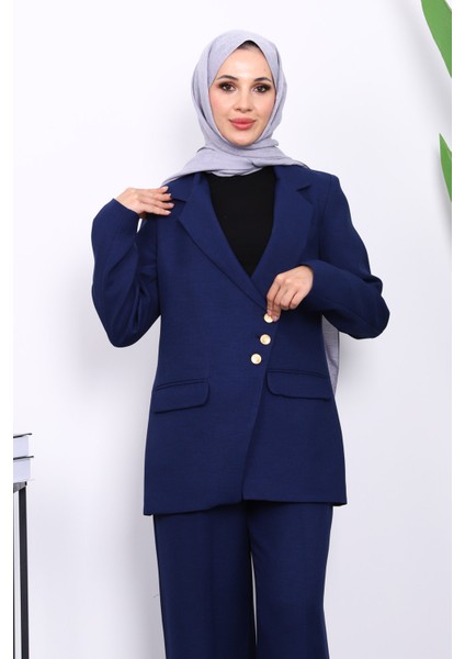 Lacivert Düğmeli Ceket Pantolonlu Takım modelleri
