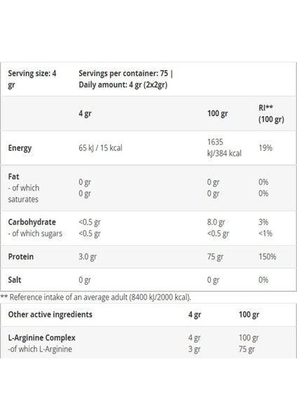 Usa L-Arginine 300G - 150 Servis fiyatları