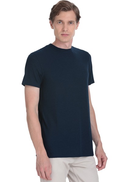 Lacivert Regular Fit Bisiklet Yaka Tişört fiyatları