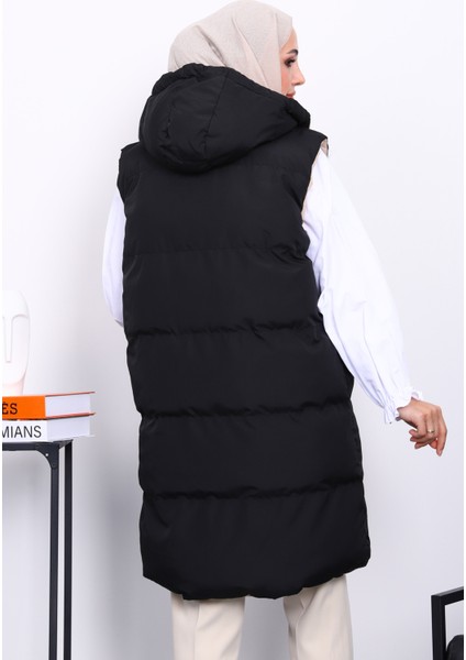 Siyah Çift Taraflı Kapşonlu Şişme Yelek fırsatları