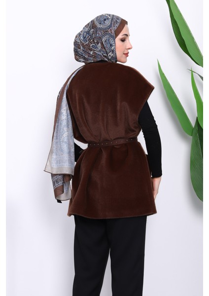 Kahverengi Cepli Kemerli Kaşe Yelek fırsatları