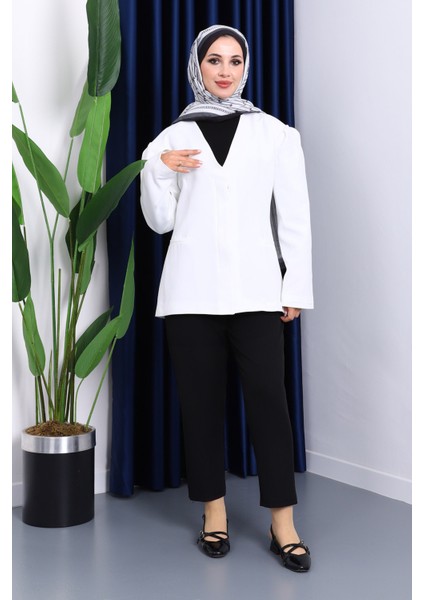 Ekru Vatkalı Düğmeli Ceket fiyatları