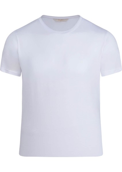 Beyaz Regular Fit Bisiklet Yaka Tişört