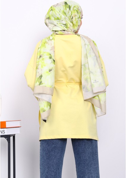 Sarı Dikiş Detaylı Yanları Yırtmaçlı Sweatshirt fırsatları