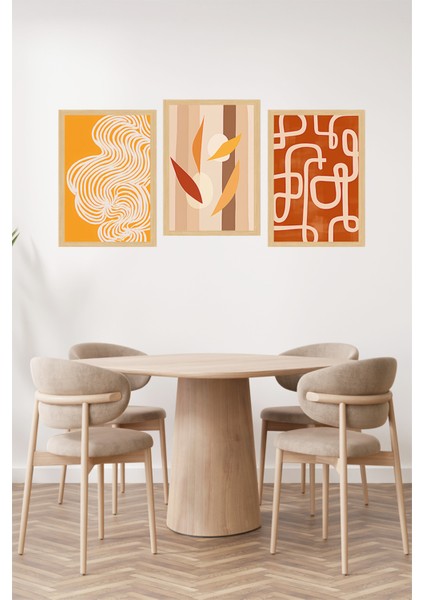 🍁 Modern Turuncu Tonlarında 3’lü Tablo Seti – Çerçeve Görünümlü 🌟 CRVS1155 13 x 17 fiyatları