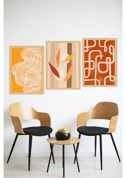 🍁 Modern Turuncu Tonlarında 3’lü Tablo Seti – Çerçeve Görünümlü 🌟 CRVS1155 13 x 17 modelleri