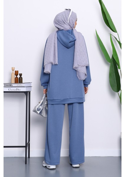 İndigo Fermuarlı Tunik Pantolonlu Modal Takım fırsatları