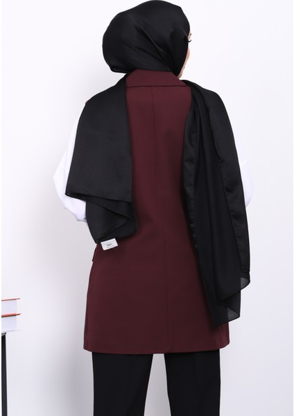 Mürdüm Kravuze Yaka Astarlı Yelek modelleri