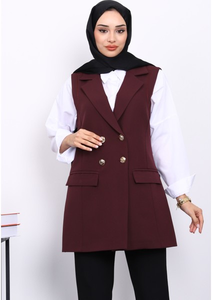 Mürdüm Kravuze Yaka Astarlı Yelek fırsatları