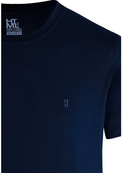 Lacivert Regular Fit Bisiklet Yaka Pamuklu Tişört fiyatları