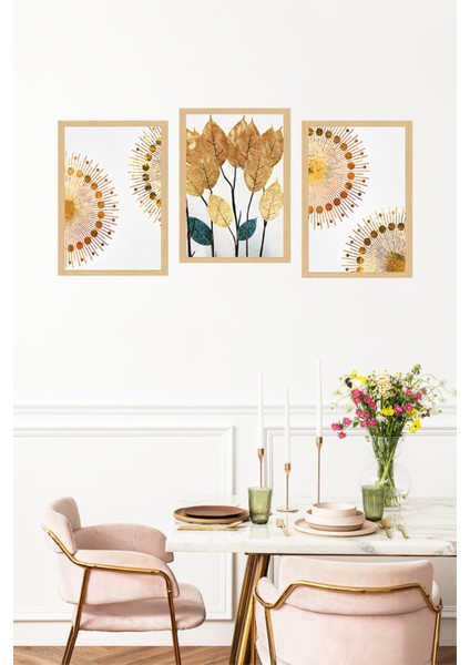 🍁 Altın Yapraklar ve Soyut Güneş Motifli 3’lü Tablo Seti – Parlak, Şık ve Sanatsal🌟 CRVS1148 13 x 17 fırsatları
