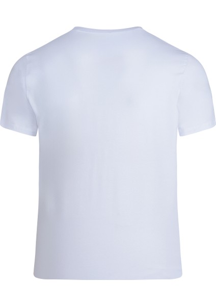 Beyaz Regular Fit Bisiklet Yaka Pamuklu Tişört