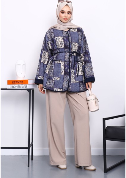 Lacivert Etnik Desenli Çıtçıtlı Ceket fiyatları