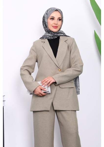 Haki Düğmeli Ceket Pantolonlu Takım modelleri