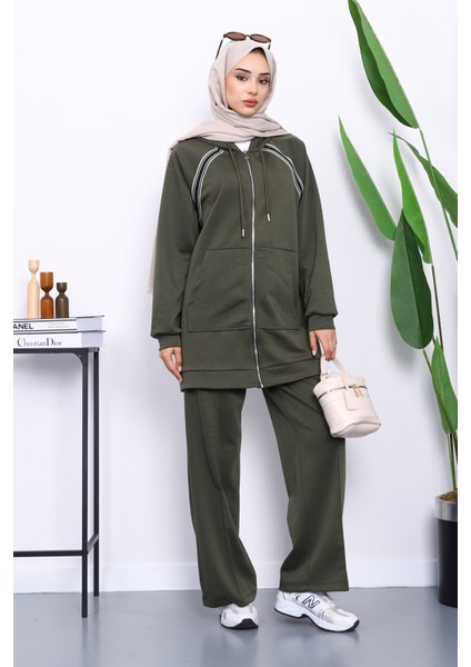 Haki Fermuarlı Tunik Pantolonlu Modal Takım fiyatları