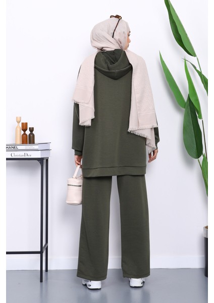 Haki Fermuarlı Tunik Pantolonlu Modal Takım fırsatları