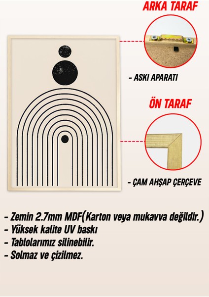⚫ Minimalist Geometrik Desenli 3’lü Çerçeveli Tablo Seti🌿 CRV1161 23 x 32