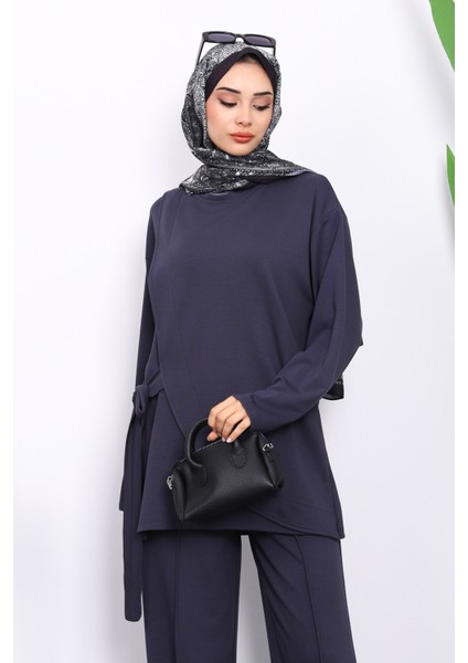 Antrasit Yandan Kuşak Bağlamalı Pantolonlu Takım modelleri