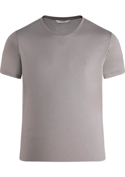 Gri Regular Fit Bisiklet Yaka Tişört