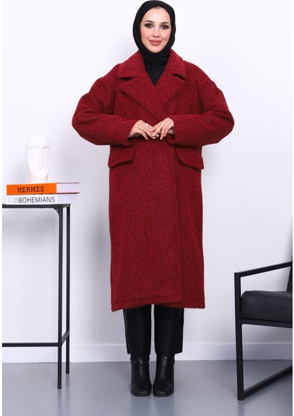 Bordo Kruvaze Yaka Astarlı Kaşe Kaban fiyatları