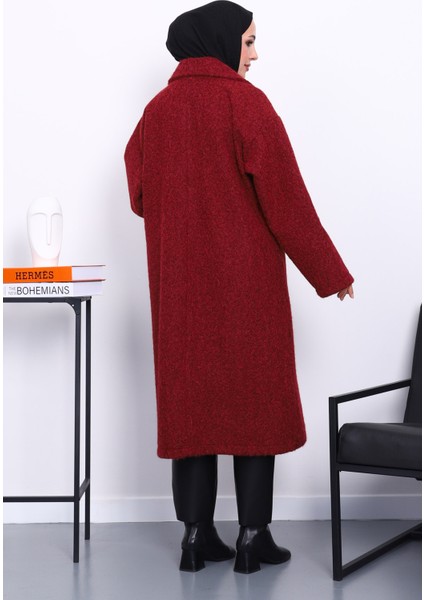 Bordo Kruvaze Yaka Astarlı Kaşe Kaban fırsatları