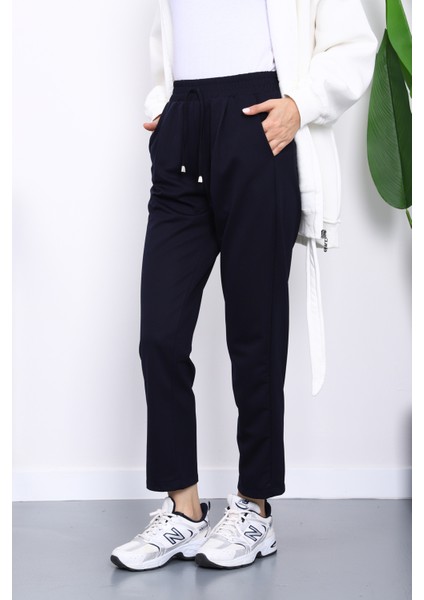 Lacivert Beli Lastikli Cepli Double Pantolon modelleri