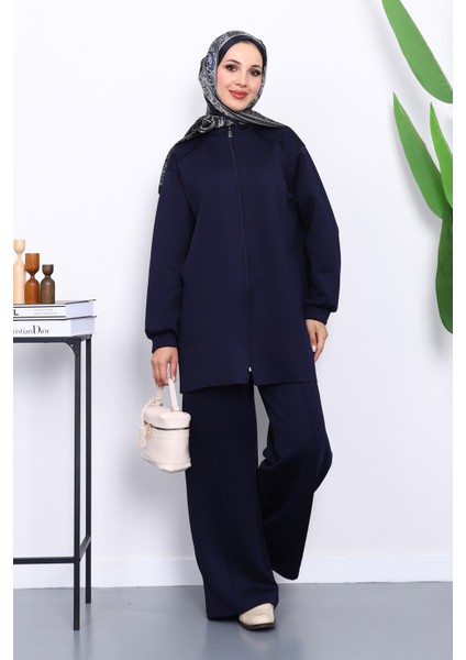 Lacivert Fermuarlı Tunik Pantolonlu Takım fiyatları