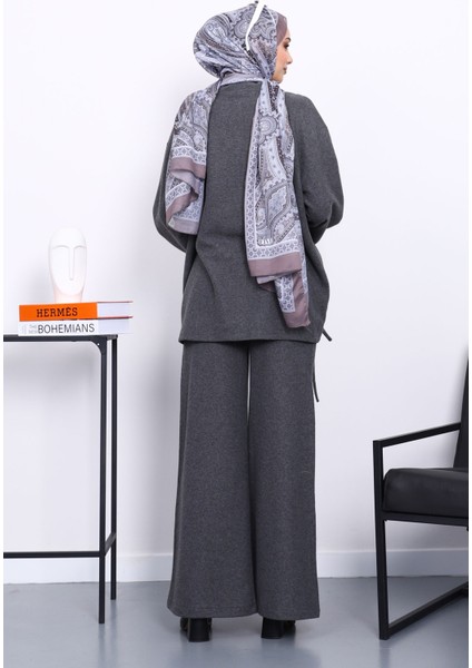 Füme Büzgü Detaylı Fitilli Tunik Pantolonlu Takım fırsatları