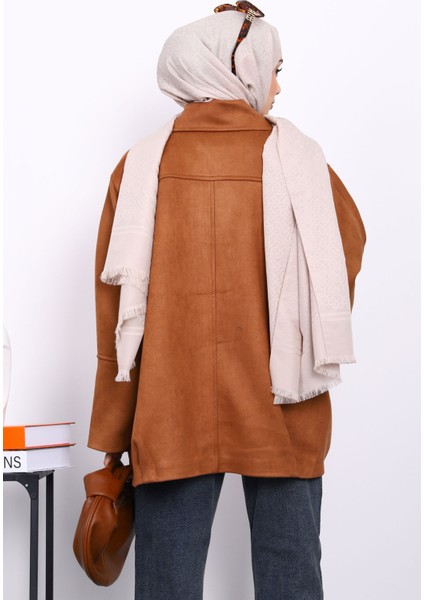 Taba Oversize Fermuarlı Süet Ceket fırsatları