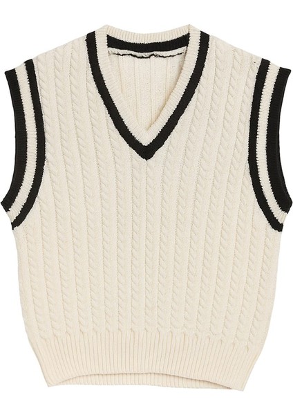Çizgi Detaylı V Yaka Kadın Süveter fiyatları