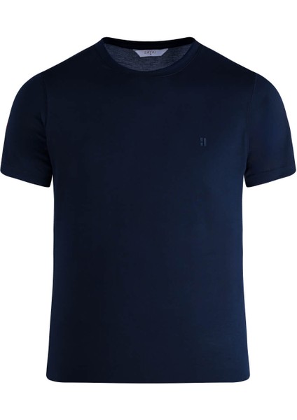 Lacivert Regular Fit Bisiklet Yaka Tişört