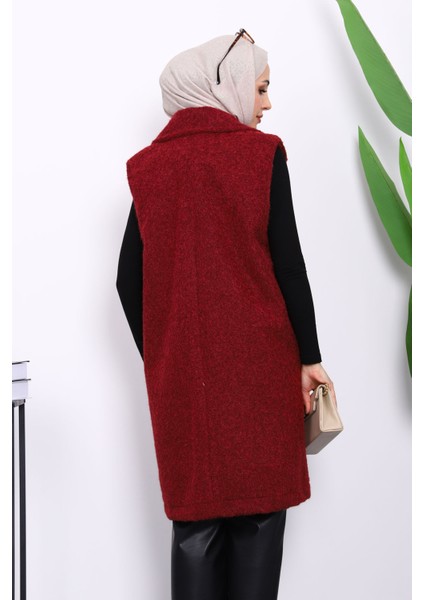 Bordo Kruvaze Yaka Astarlı Kaşe Yelek fırsatları