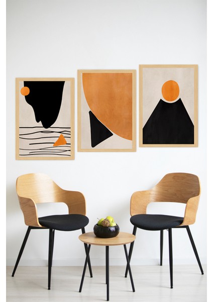 🟧 Geometrik Soyut Sanat Desenli 3’lü Çerçeve Görünümlü Tablo Seti🌟 CRVS1146 13 x 17 modelleri
