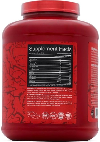 Big Ramy Red Rex 100% Beef Isolate Protein 1.8 kg fırsatları