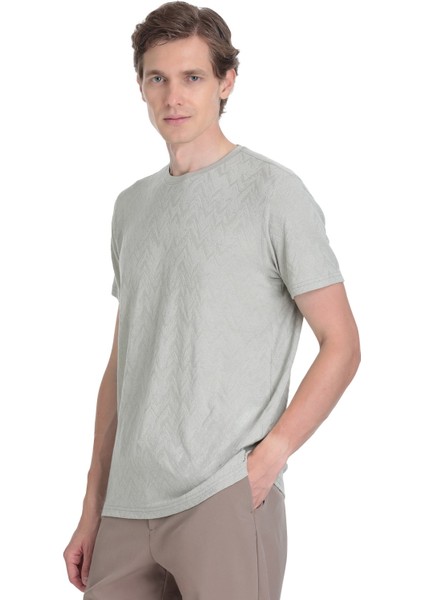 Haki Regular Fit Bisiklet Yaka Tişört