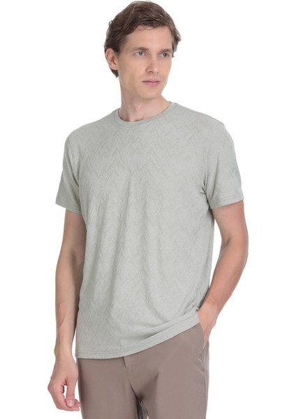 Haki Regular Fit Bisiklet Yaka Tişört