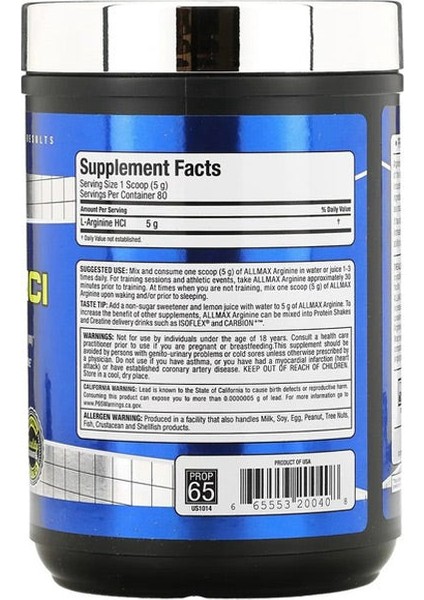 , Arginine Arjinin Hci, 14.11 Oz 400 G - 80 Servi̇s fiyatları