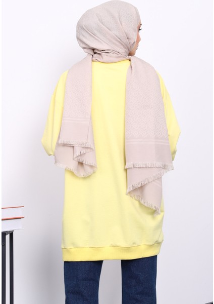 Sarı Bisiklet Yaka Taşlı Modal Sweatshirt fırsatları