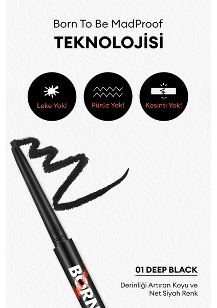 Suya Dayanıklı, İnce Uçlu Jel Göz Kalemi A'PIEU Born To Be Madproof Thin Pencil Liner (No.01)