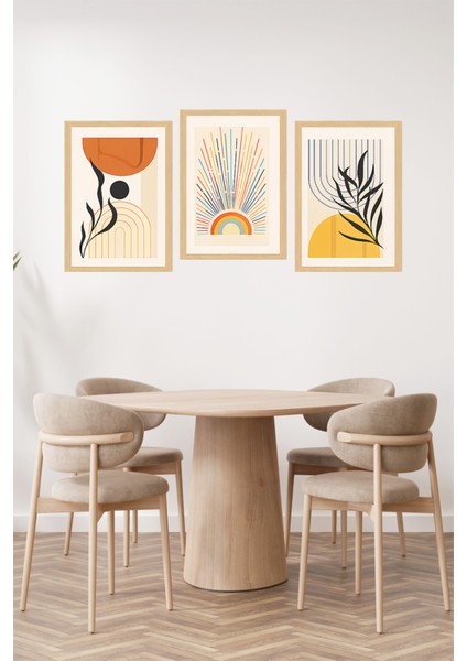 🌈 Modern Soyut Güneş ve Bitki Temalı 3’lü Çerçeve Görünümlü Tablo Seti 🌿🖼️🌟 CRVS1163 13 x 17 fiyatları