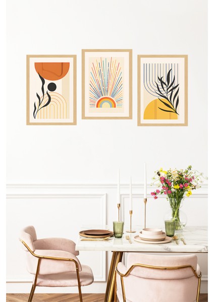 🌈 Modern Soyut Güneş ve Bitki Temalı 3’lü Çerçeve Görünümlü Tablo Seti 🌿🖼️🌟 CRVS1163 13 x 17 fırsatları