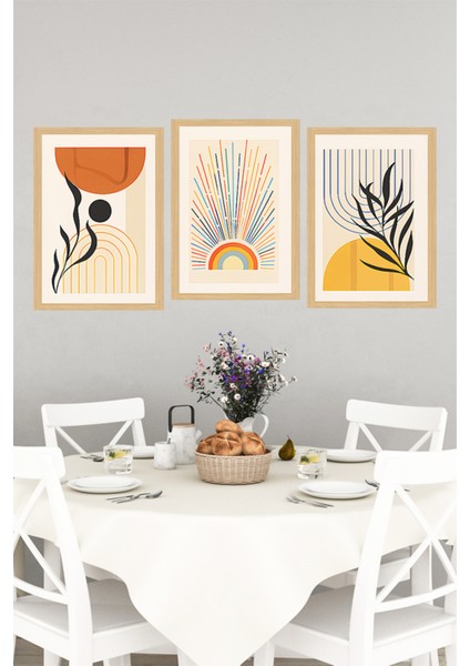 🌈 Modern Soyut Güneş ve Bitki Temalı 3’lü Çerçeve Görünümlü Tablo Seti 🌿🖼️🌟 CRVS1163 13 x 17 indirimleri