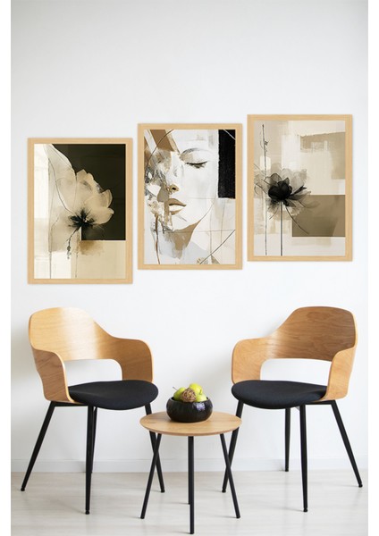 🎨 Sanatsal Dokunuşlarla Evinizi Taçlandırın – Soyut Yüz ve Çiçek Temalı 3’lü Tablo Seti🌟 CRVS1167 13 x 17 modelleri
