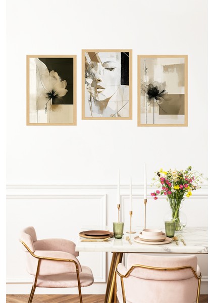 🎨 Sanatsal Dokunuşlarla Evinizi Taçlandırın – Soyut Yüz ve Çiçek Temalı 3’lü Tablo Seti🌟 CRVS1167 13 x 17 fırsatları