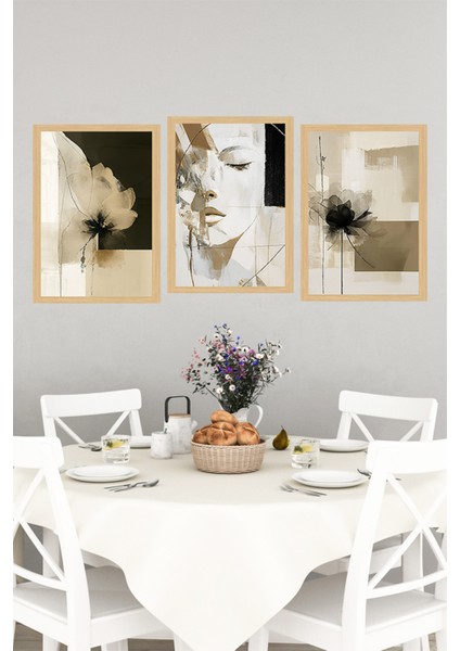 🎨 Sanatsal Dokunuşlarla Evinizi Taçlandırın – Soyut Yüz ve Çiçek Temalı 3’lü Tablo Seti🌟 CRVS1167 13 x 17 indirimleri